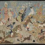 Tapestry of a Hunting Scene, Silk tapestry, mid–16th century, Iran, Yale University Art Gallery