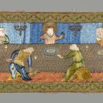 Embroidered panel in satin of Last Supper, Iranian, Armenian, c. 17th century, Yale University Art Gallery